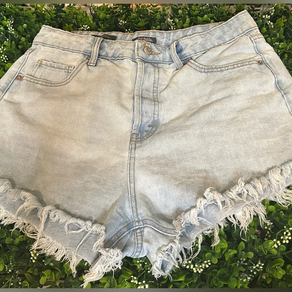 Wild Fable Light Blue Frayed Hem Jean Shorts